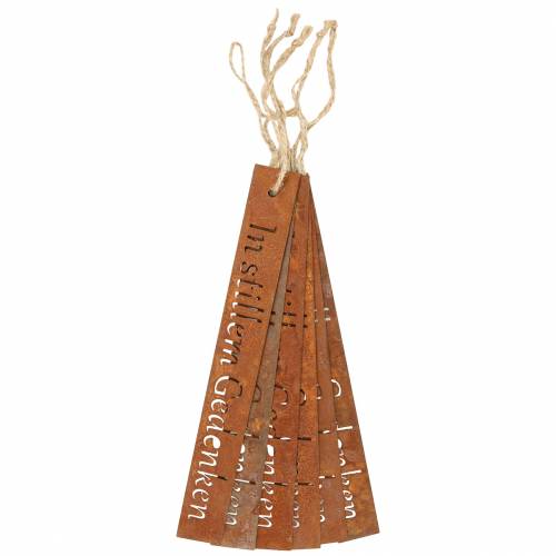 Grabschmuck Metallhänger „In stillem Gedenken“ Rost 25×3cm 6St