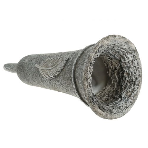 Floristik21 Grabvase mit Feder Grau 25,5cm 2St