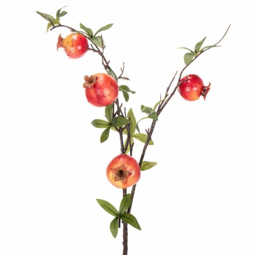 Künstlicher Granatapfelzweig, 68 cm, rote Früchte für Tischdekoration