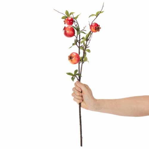 Künstlicher Granatapfelzweig, 68 cm, rote Früchte für Tischdekoration | Floristik21.de