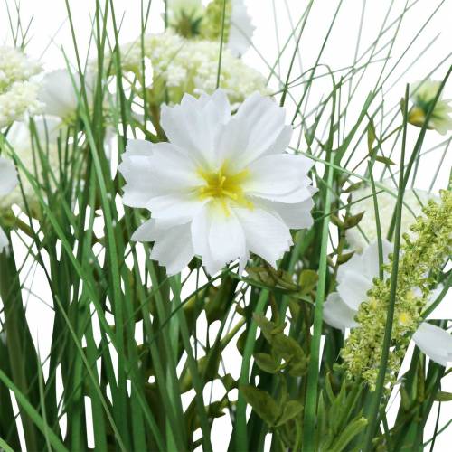 Artikel Deko Gras mit Cosmea-Blüten in Schale H45cm