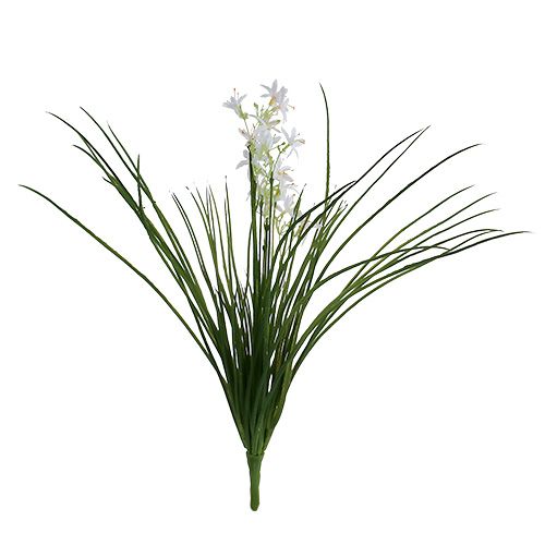 Floristik21 Grasbusch mit Blüten Grün, Weiß 3St