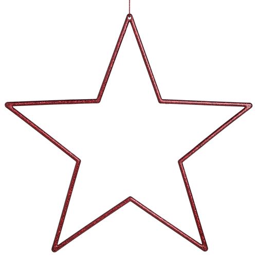Artikel Glitter-Deko-Sterne in Rot zum Aufhängen, Weihnachtsbaum-Schmuck, 24cm, 6er-Set