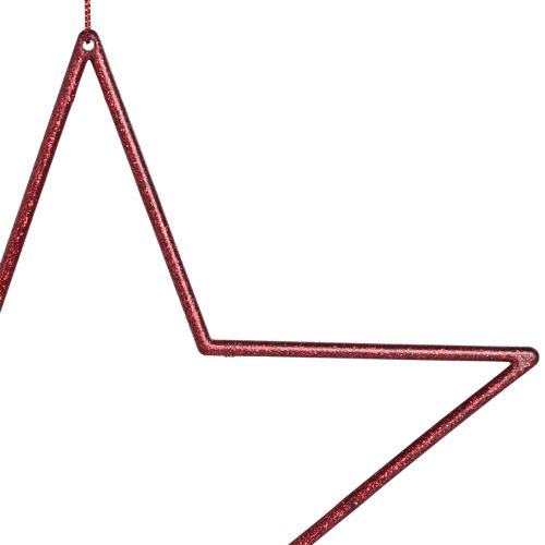 Artikel Glitter-Deko-Sterne in Rot zum Aufhängen, Weihnachtsbaum-Schmuck, 24cm, 6er-Set