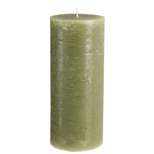 Floristik21 Stumpenkerzen Olivgrün 85x200mm 2er-Set - Lange Brenndauer, Natürliches Ambiente