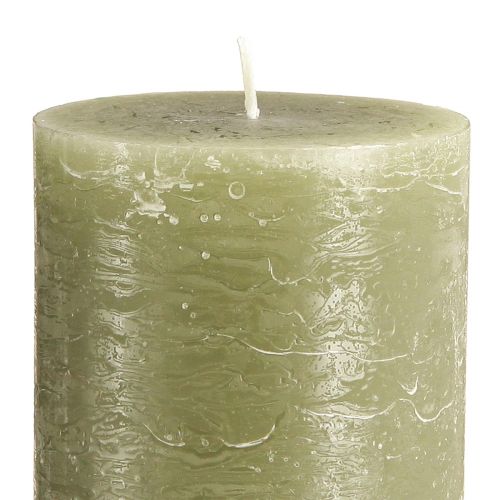 Artikel Stumpenkerzen Olivgrün 85x200mm 2er-Set - Lange Brenndauer, Natürliches Ambiente
