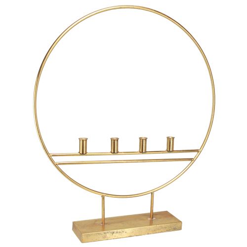 Floristik21 Großer Stabkerzenhalter im Ring Metall Gold Antik 77cm für 4 Kerzen