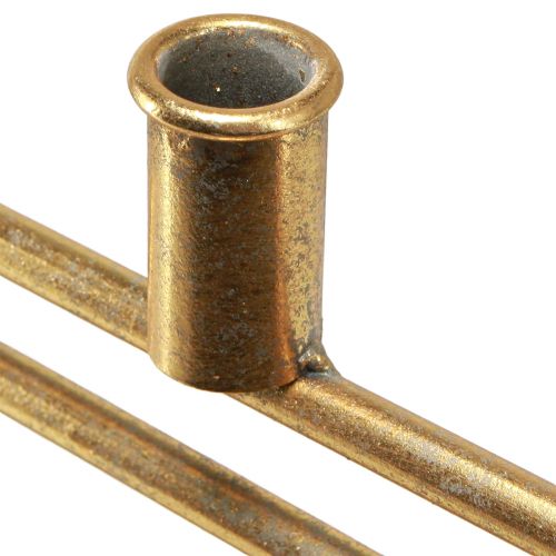 Artikel Großer Stabkerzenhalter im Ring Metall Gold Antik 77cm für 4 Kerzen