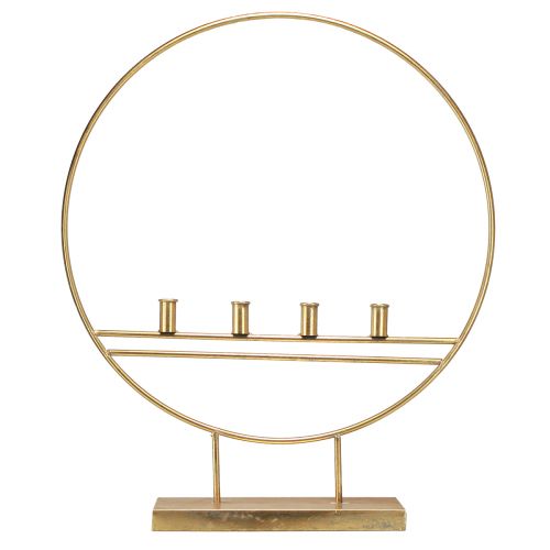 Artikel Großer Stabkerzenhalter im Ring Metall Gold Antik 77cm für 4 Kerzen