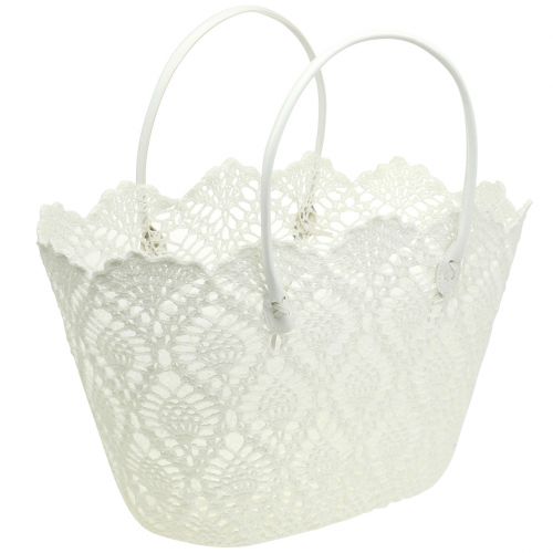 Häkeltasche Weiß 48cm x 30cm x 27cm | Floristik21.de