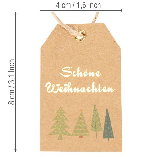 Geschenkanhänger Papier Naturbraun Schöne Weihnachten 8cm 36 Stück | Floristik21.de