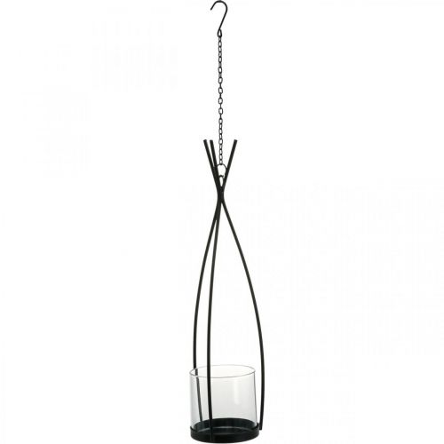 Windlicht zum Aufhängen Hängedeko Balkon Schwarz Ø8cm H40cm