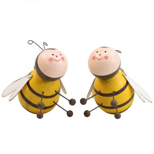 Floristik21 Hängedeko Bienen Deko Dekohänger Holz Metall 9,5cm 2 St