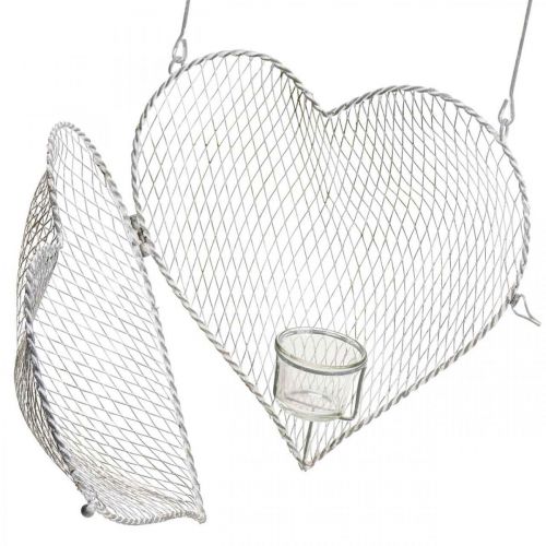 Floristik21 Hängedeko Drahtherz, Teelichthalter zum Aufhängen 29×27,5cm