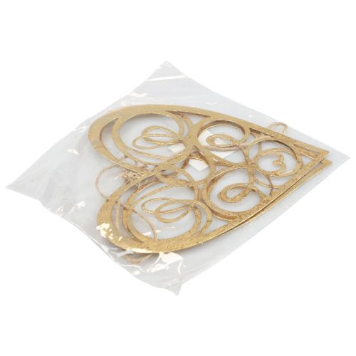 Floristik21 Hängedeko Fenster Metallherzen Deko Herzen Golden 17cm 2St