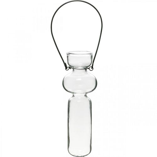 Mini Glasvasen zum Aufhängen Glasdeko mit Drahtbügel H14cm 4St