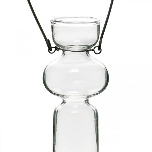 Floristik21 Mini Glasvasen zum Aufhängen Glasdeko mit Drahtbügel H14cm 4St