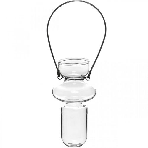 Mini Glasvasen Hängende Vase Metallbügel Glasdeko H10,5cm 4St