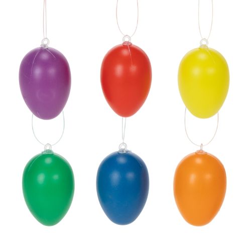 Ostereier Anhänger Bunt 6cm, Set mit 24 Kunststoff-Eiern, Frühlingsdeko Innen & Außen