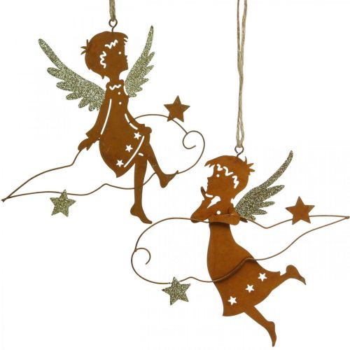Dekohänger Weihnachten Engel Deko Metall Rost 15cm 6St