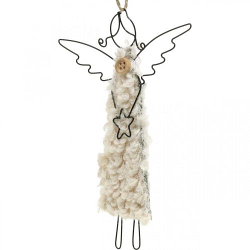 Floristik21 Engel Anhänger Weihnachtsengel Schwarz, Creme 13,5cm 4St