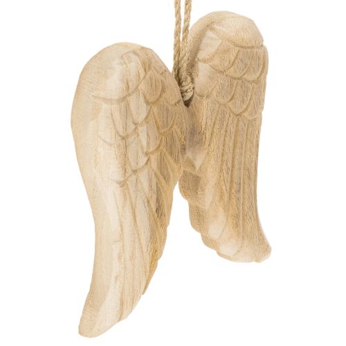 Holz-Anhänger Engelsflügel 12cm Natur mit Kordel für Dekoration