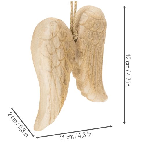Holz-Anhänger Engelsflügel 12cm Natur mit Kordel für Dekoration | Floristik21.de