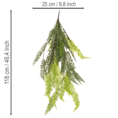 Künstlicher Farnzweig aus Kunststoff Grün 118 cm für Innen- und geschützte Außenbereiche | Floristik21.de