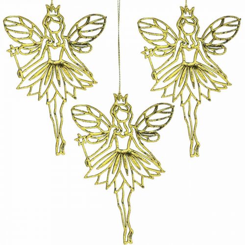Floristik21 Christbaumschmuck Elfe Feen Anhänger Golden H15cm 16 St