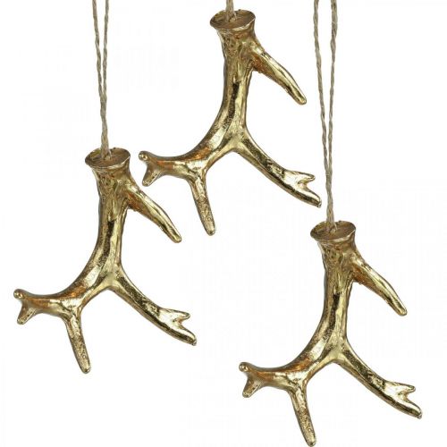 Floristik21 Weihnachtsanhänger Deko Geweih Baumschmuck Gold 7,5cm 6St