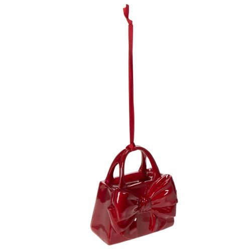 Deko-Handtasche Polyresin 10 cm Bordeauxrot mit Schleife einkaufen | Floristik21.de