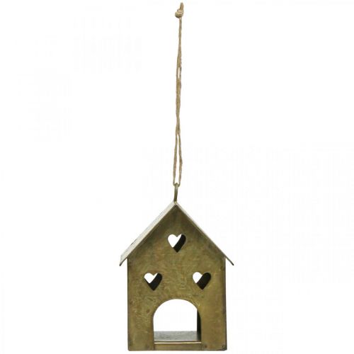 Artikel Weihnachtsanhänger Metall Haus Vintage Gold H9,5cm 3St