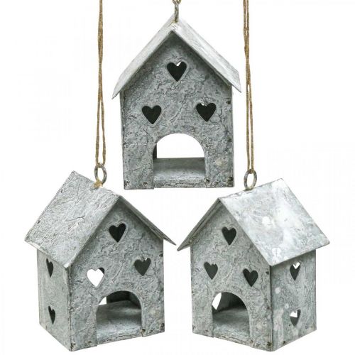 Weihnachtsanhänger Metall Haus Shabby Chic H9,5cm 3 St