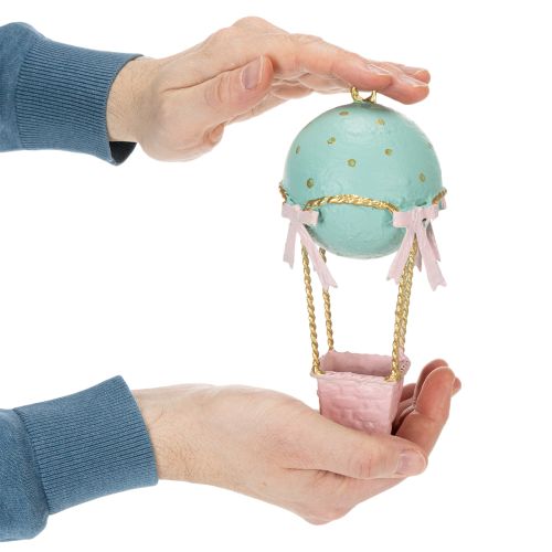 Artikel Polyresin Heißluftballon Dekoration mit Metallaufhängung 19cm für Innenräume