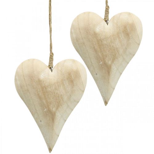 Floristik21 Herz aus Holz, Dekoherz zum Hängen, Herz Deko H16cm 2 St