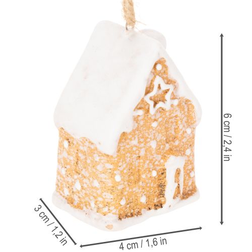 Keramik Lebkuchenhaus Hängedeko 6cm natur/weiß 3er-Set Innenbereich | Floristik21.de