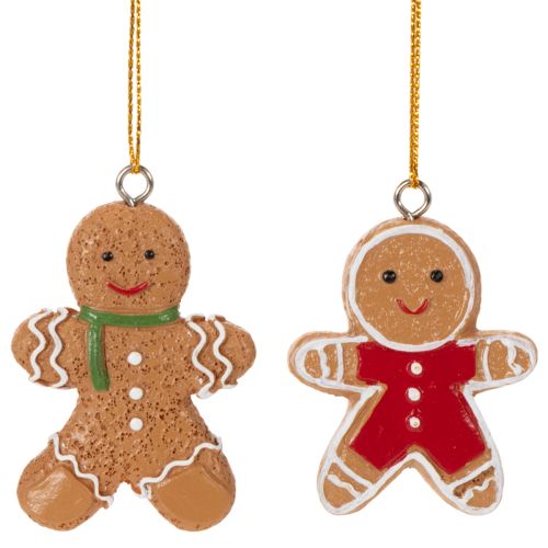Deko-Anhänger Lebkuchenmännchen 5-6cm aus Polyresin, 12 Stück
