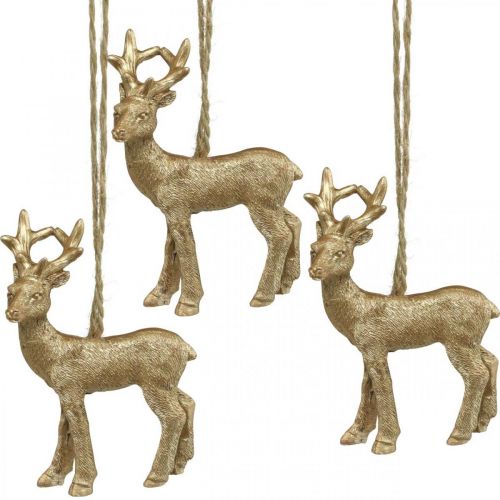 Floristik21 Weihnachtsanhänger Rentier Deko Hirsch Gold 9,5cm 4St