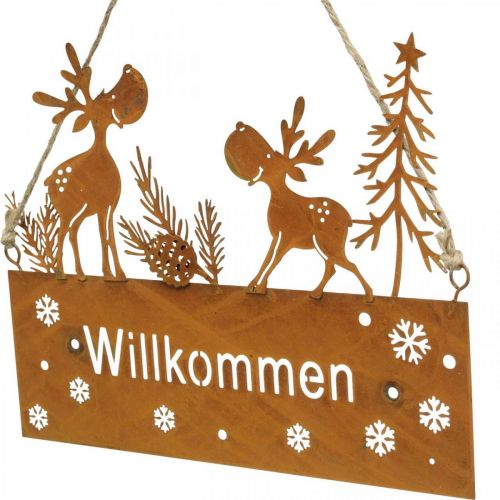 Artikel Willkommensschild Edelrost Rentier Winterdeko L22cm 2St