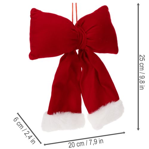 Dekoschleife Flanell 25 cm Rot mit Plüschrand zum Aufhängen | Floristik21.de