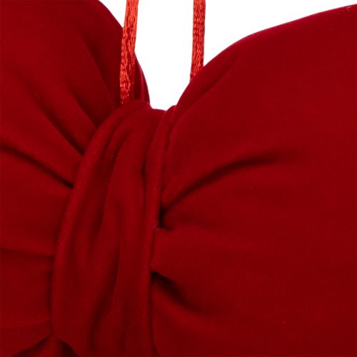 Dekoschleife Flanell 25 cm Rot mit Plüschrand zum Aufhängen | Floristik21.de