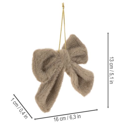 Dekoschleife Plüsch mit Aufhänger 14x16cm Braun Beige Cremeweiß Indoor 3er-Set | Floristik21.de