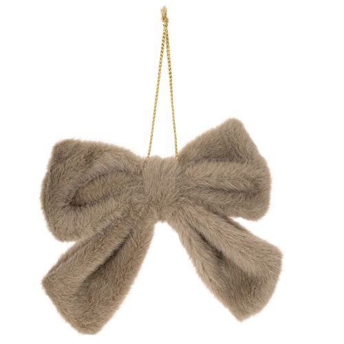 Dekoschleife Plüsch mit Aufhänger 14x16cm Braun Beige Cremeweiß Indoor 3er-Set | Floristik21.de