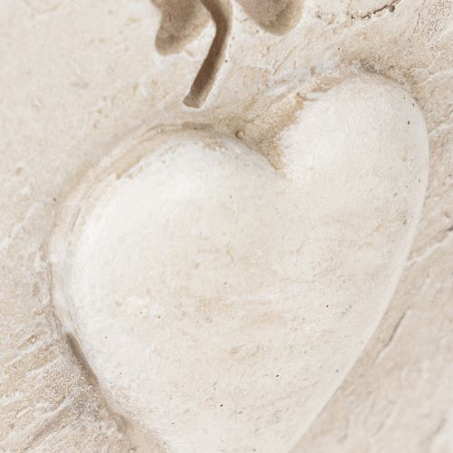 Anhänger Dekoschild 12cm cremebeige mit Herzmotiv für Gedenkfloristik | Floristik21.de