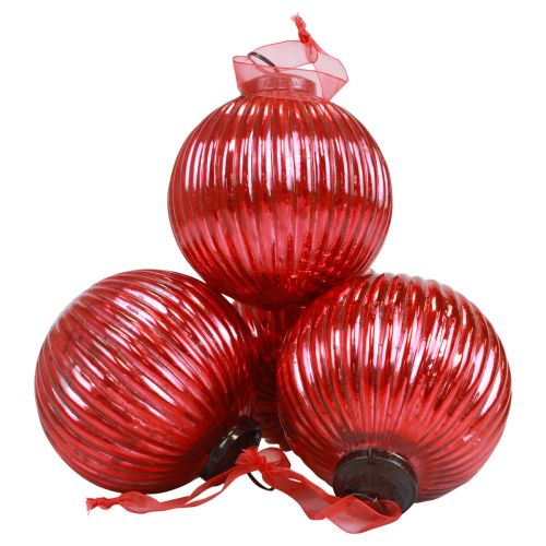 Floristik21 Weihnachtskugeln Glas Christbaumkugeln Rot Ø10cm 4St