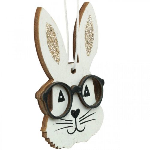Artikel Holz Anhänger Hase mit Brille Möhre Glitter 4×7,5cm 9St
