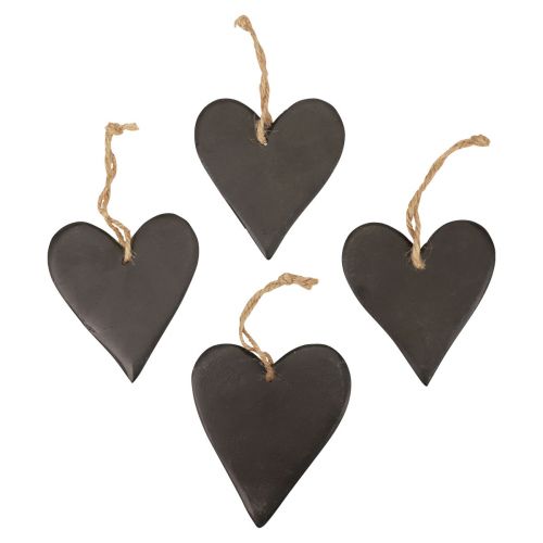 Floristik21 Hängedeko Schieferherz Deko Herzen Schwarz 10,5cm 4St