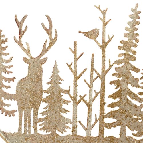 Floristik21 Dekoring Metall Wald Hirsch Deko Vintage Gold Ø22,5cm