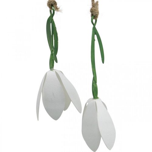Floristik21 Deko-Ast mit Blüten, Frühling, Schneeglöckchen zum Hängen, Metallblüten L48cm B90cm