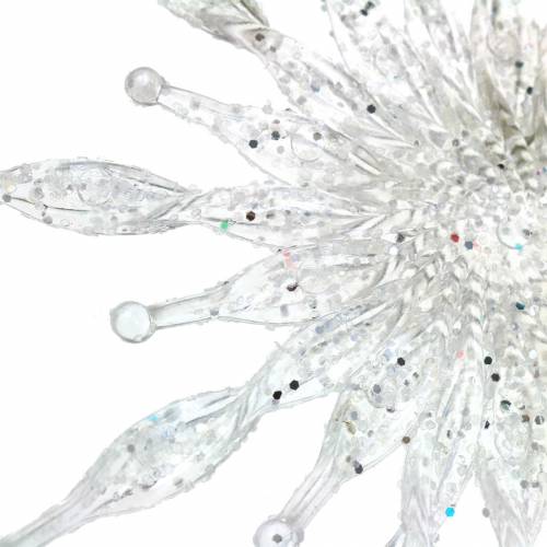Schneeflocke zum Hängen 11cm Transparent, Glitzer 12St